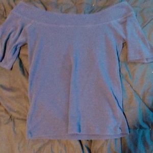 Off the shoulder navy blue fitted shirt